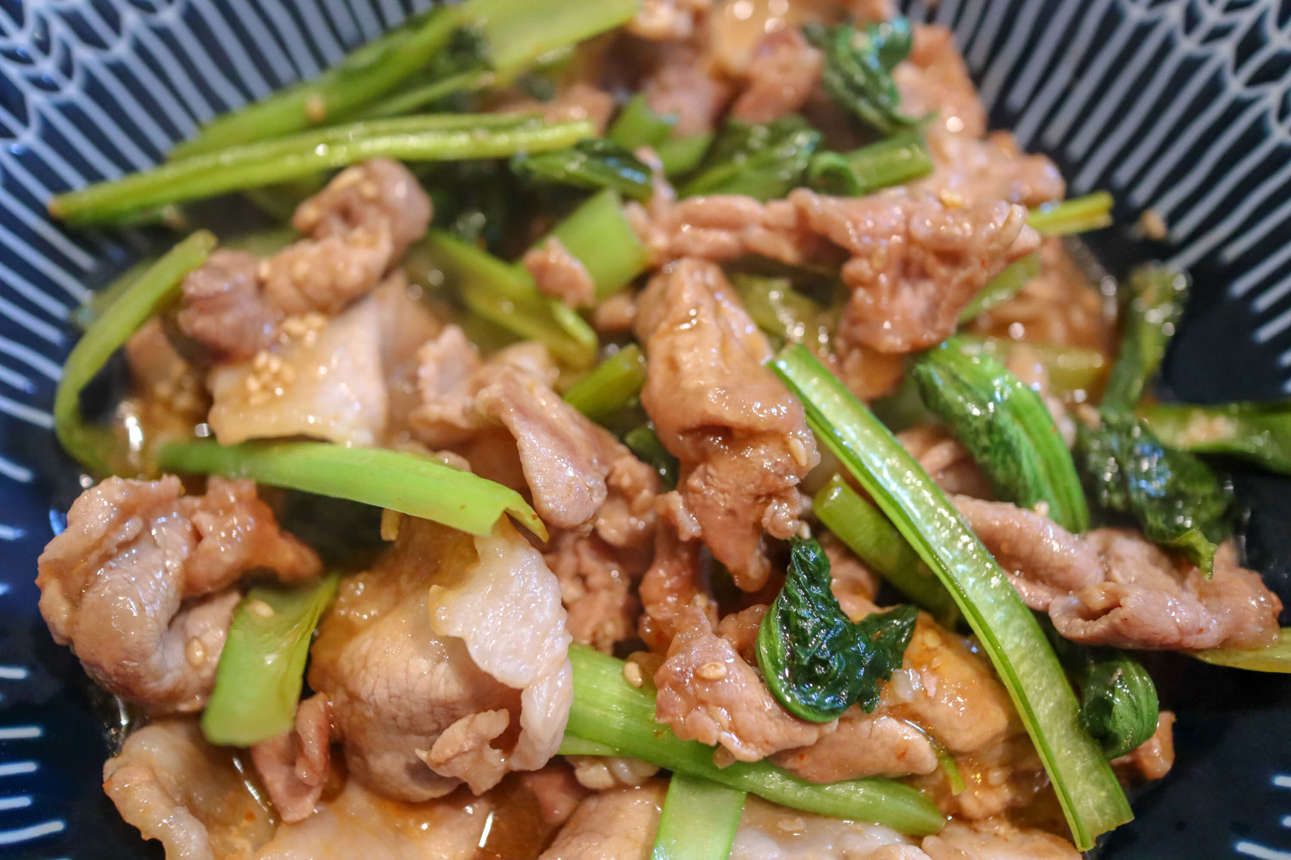小松菜と豚こま肉の炒め物